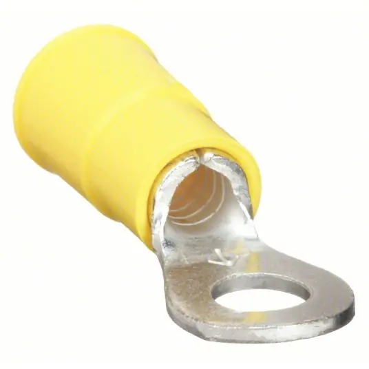 3M MVU10-10RX Ring Terminal Yellow, 10 Stud Size, 12 AWG to 10 AWG Wire Size Range, 50 PK