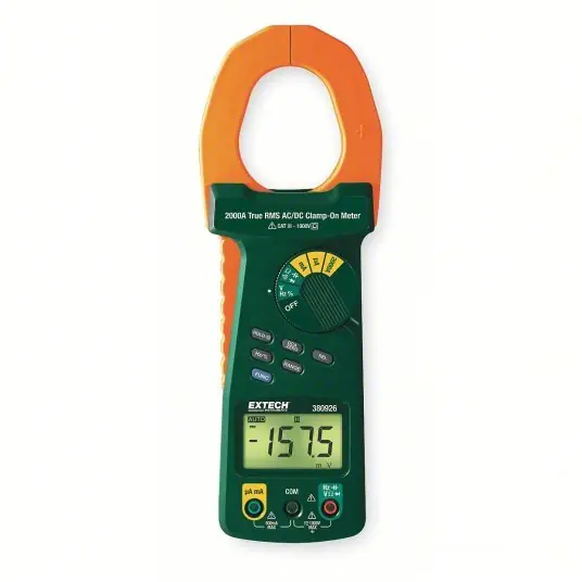 Extech 380926-NIST Digital Clamp Meter Clamp-Jaw Jaw, CAT IV 600V, TRMS, 2,000 A Max. AC Current
