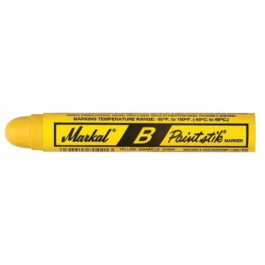 Markal 80221 Paint Crayon Rough Surfaces, 17 mm Tip Wd, Yellow, Wood Holder, 12 PK