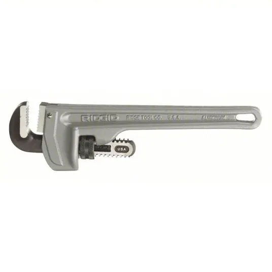 Ridgid 810/31090 Pipe Wrench Aluminum, 1 1/2 in Jaw Capacity, Serrated, 10 in Overall Lg, I-Beam