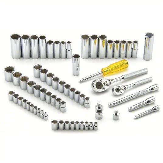 Proto J47165 Socket Wrench Set 1/4 in_3/8 in Drive Size, 65 Pieces, (30) 6-Point/(9) 12-Point, Chrome