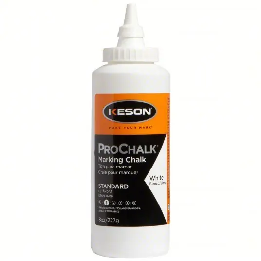 Keson 8W Marking Chalk Refill High Visibility White, Std, 8 oz Size, Tapered Refill Tip with Cap