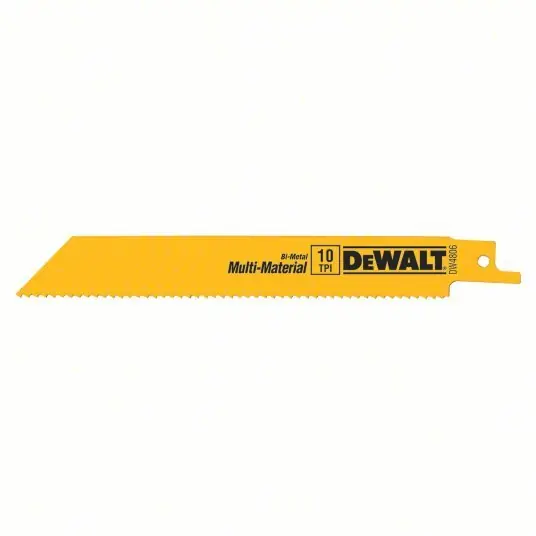 Dewalt DW4806 Reciprocating Saw Blade 10 Teeth per Inch, 6 in Blade Lg, 3/4 in Ht, Straight Back, 5 PK