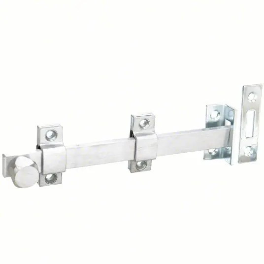 Rockwood 580-8.26D Surface Bolt Satin Chrome, 3/4 in Bolt Head Dia., Steel/Stainless Steel, 2 in Wd, 8 in Lg