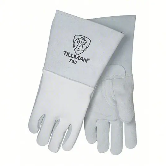 Tillman 750L Welding Gloves Straight Thumb, Straight Cuff, Premium, White Elkskin
