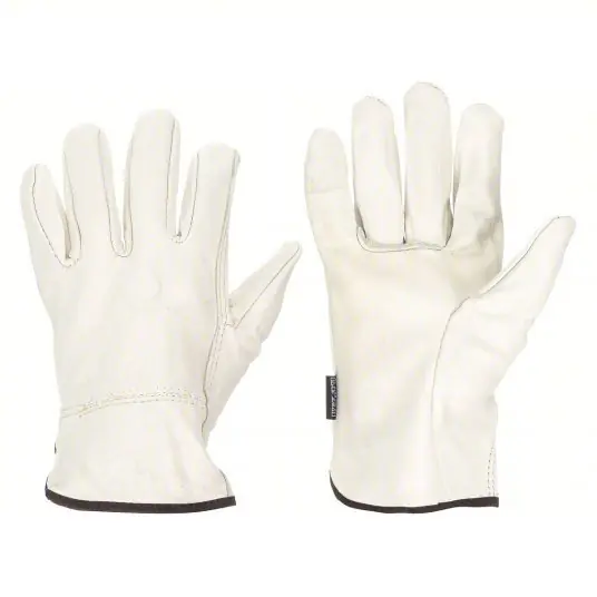 MCR Safety 3201L Leather Gloves L (9), Cowhide, Premium, Glove, Full Finger, Shirred Slip-On Cuff, 1 PR