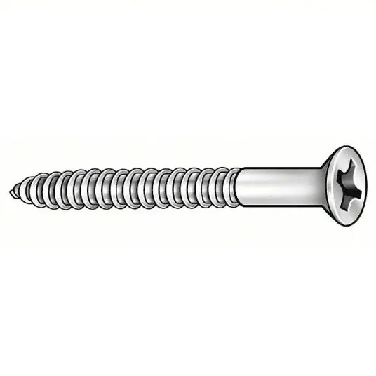 Fabory U25120.013.0100 Wood Screw 6 Size, 1 in Lg, Steel, Zinc Plated, Flat, Phillips, Partially Threaded Thread, 100 PK
