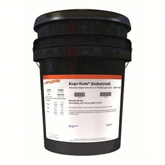 Jet-Lube 10093 General Purpose Anti-Seize 5 gal Container Size, Pail, Copper, Graphite, Kopr-Kote, -65° to 1800°F