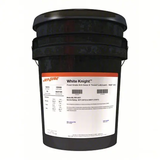 Jet-Lube 16415 Food Grade Anti-Seize 5 gal Container Size, Pail, Aluminum, PTFE, White Knight, -65° to 1800°F