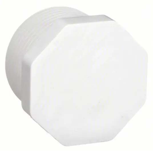 KVM Tools 450010 Hex Head Plug 1 in Fitting Pipe Size, Schedule 40, Male NPT, 450 psi, White