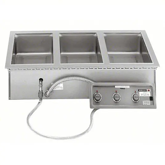 Wells MOD300TDM Built-in Food Warmer 3 Pans, 9 3/4 in Overall Ht, 43 1/2 in Overall Wd, 23 5/8 in Overall Dp