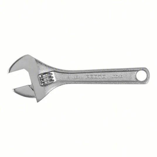 Proto J704B Adjustable Wrench Alloy Steel, Chrome, 4 11/32 in Overall Lg, 3/4 in Jaw Capacity, Plain Grip