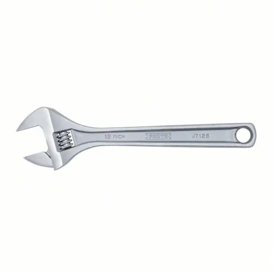 Proto J712B Adjustable Wrench Alloy Steel, Chrome, 12 1/8 in Overall Lg, 1 19/32 in Jaw Capacity, Std