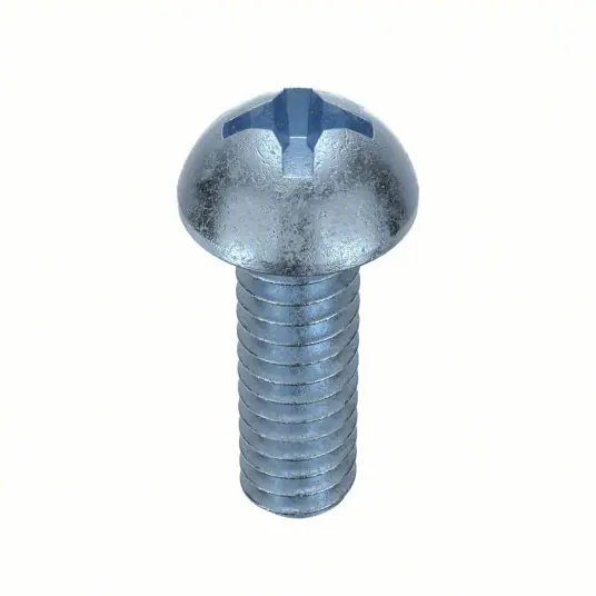 Fabory U24211.025.0050 Machine Screw 1/4"-20 Thread Size, 1/2 in Lg, Steel, Zinc Plated, Round, Phillips, Inch, 100 PK
