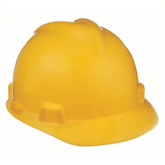 MSA 475360 Hard Hat Yellow, No Graphics, Ratchet (4-Point), Polyethylene, Side-Slots