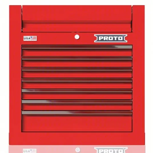 Proto JSTV2728CS07RD Top Chest Gloss Red, 27 in W x 22 3/8 in D x 28 in H, Red, Fully Extended Ball Bearing