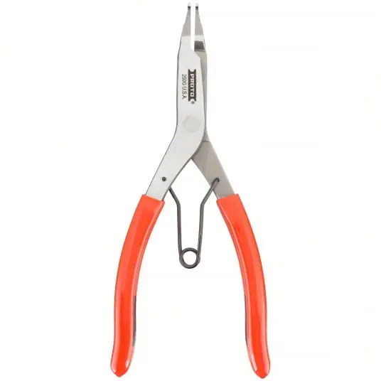 Proto J250G Horseshoe Washer Lock Ring Plier Internal, 9 in Overall Lg, 0° Tip Angle, Spring Return, 9 - 11 in