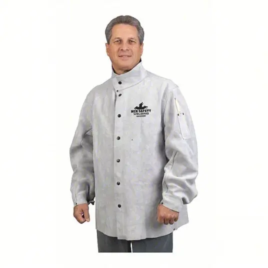 MCR Safety 38030MWXL Welding Jacket Cowhide, Gray, XL, 78 in Lg