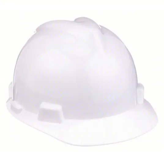 MSA 475358 Hard Hat White, No Graphics, Ratchet (4-Point), Polyethylene, Side-Slots