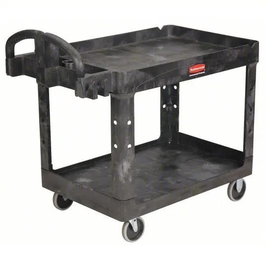Brute FG452088BLA Utility Cart with Deep Lipped Plastic Shelves 500 lb Load Capacity, 36-3/8 in x 25 in, Black