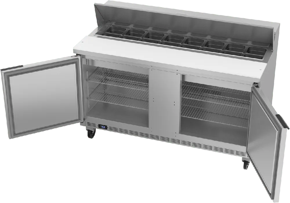 Beverage-Air SPE60HC-16 60" 2 Door Sandwich / Salad Prep Table, (16) 1/6 Size Pans