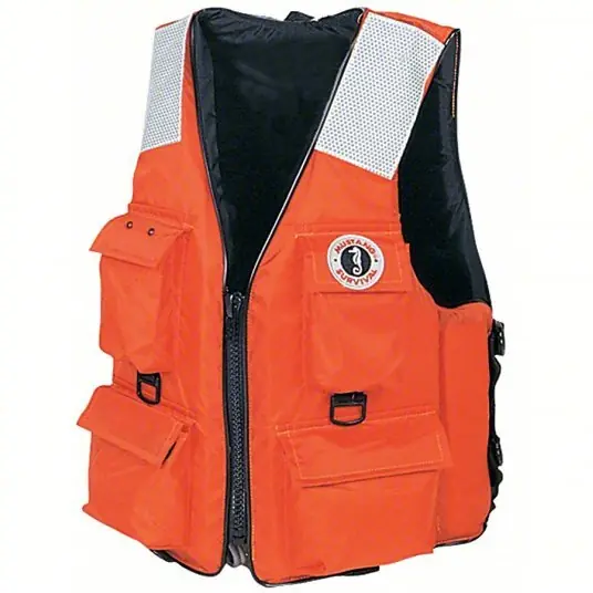 Mustang Survival MV3128T2-2-XL-216 Life Jacket Orange, Type III, 15 1/2 lb Buoyancy, SOLAS-Grade Reflective, XL
