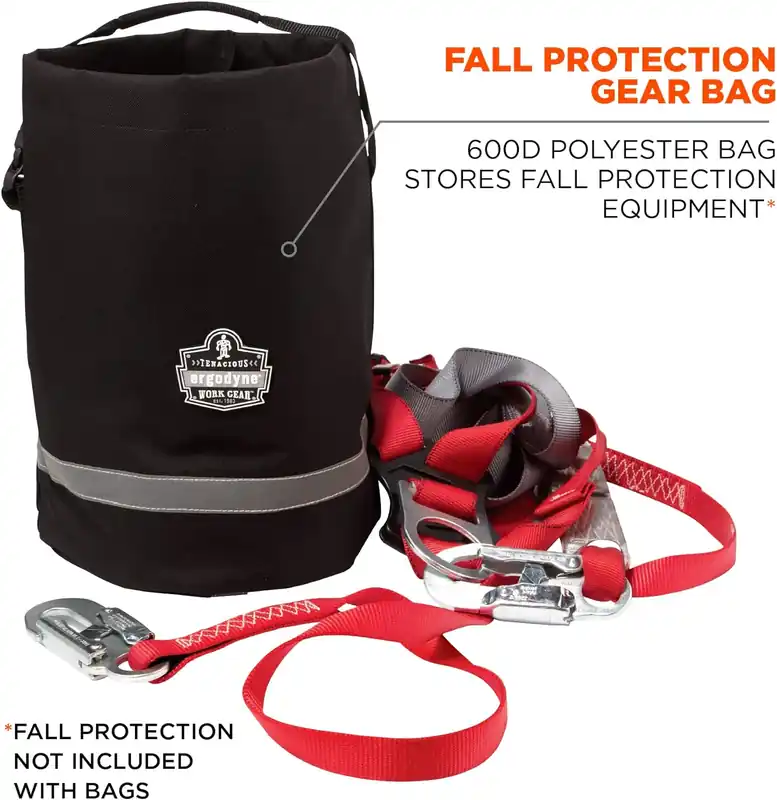 Ergodyne GB5130 Fall Protection Gear Bag 10 in Overall Wd, 15 in Overall Ht, Black