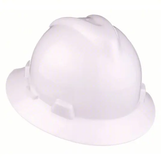 MSA 475369 Hard Hat White, No Graphics, Ratchet (4-Point), Polyethylene, Side-Slots, MSA, Basic Colors, V-Gard