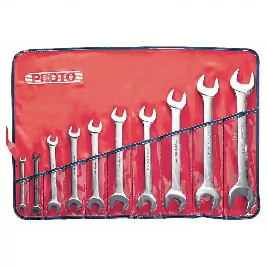 Proto J3000H Open End Wrench Set Alloy Steel, Satin, 10 Tools, 1/4 in to 1 5/8 in Range of Head Sizes