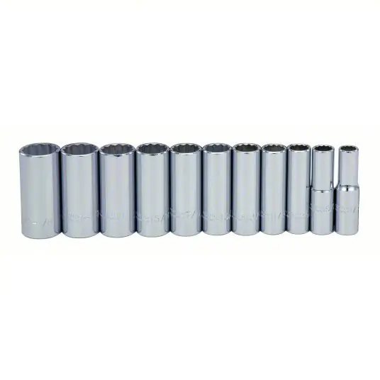 Proto J54104 Socket Set 1/2 in Drive Size, 11 Pieces, 1/2 in to 1 1/8 in Socket Size Range, (21) 12-Point