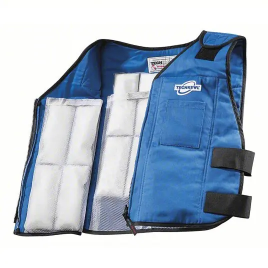 Techniche 6626-BLUEL/XL Cooling Vest Cold Pack Inserts, XL, Blue, Cotton, 2 to 3 hr, Zipper, 3 hours, 58° F, Blue