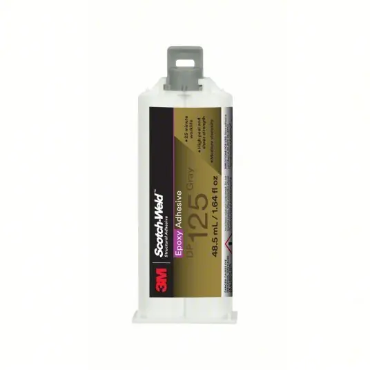 3M 125 Epoxy Adhesive DP125, Ambient Cured, 48.5 mL, Dual-Cartridge, Gray, Gel