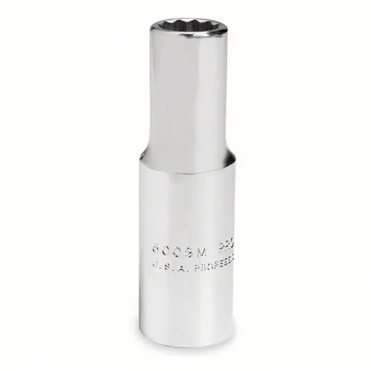 Proto J5313M Socket 1/2 in Drive Size, 13 mm Socket Size, 12-Point, Deep, Chrome