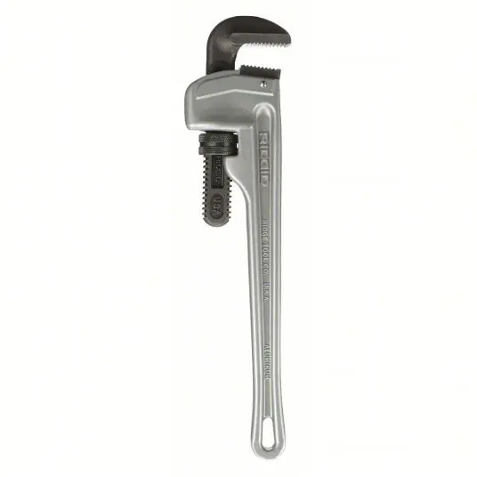 Ridgid 31100 Pipe Wrench Aluminum, 2 1/2 in Jaw Capacity, Serrated, 18 in Overall Lg, I-Beam