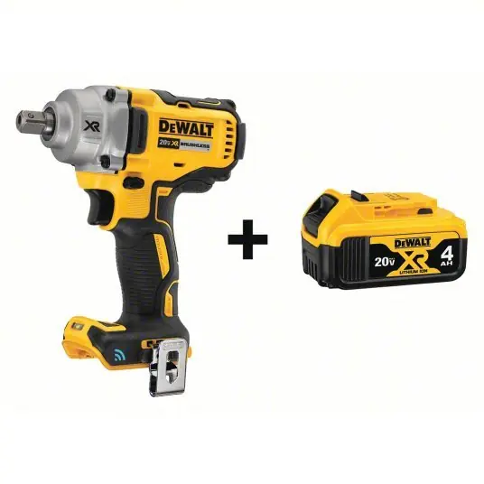 Dewalt DCF896HB/ DCB204 Impact Wrench 1/2 in Square Drive Size, 330 ft-lb Fastening Torque, 600 ft-lb Breakaway Torque