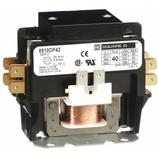 Square D 8910DP42V06 Definite Purpose Magnetic Contactor 2 Poles, 480V AC, 40 A, Non-Reversing