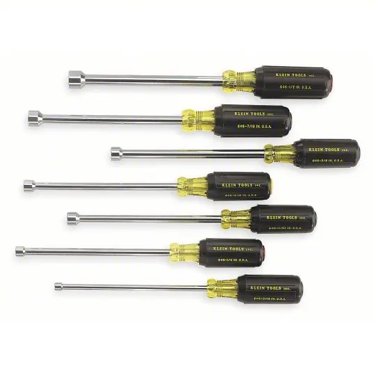 Klein 647 Hollow Shank Nut Driver Set SAE, 9 3/4 in to 10 5/16 in, 6 in Shank Lg, Ergonomic Grip