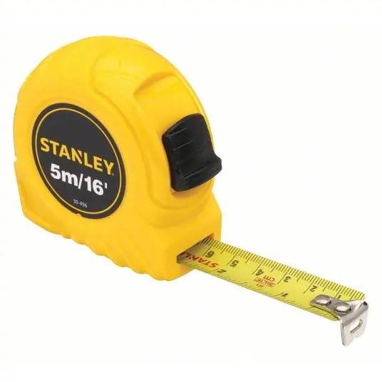 Stanley 30-496 Tape Measure Inch/Metric, Nonmagnetic Single Hook Tip, Plastic, 16 ft / 5 m, Std Blade