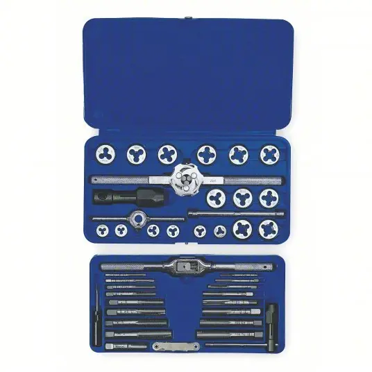 Irwin 24606 Tap and Die Set 41 Pieces, 1/2"-20 Min. Tap Thread Size, 1/2"-20 Max. Die Thread Size
