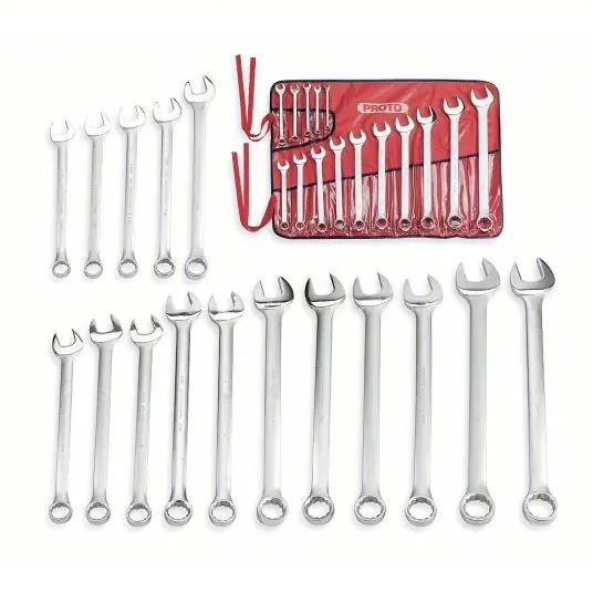 Proto J1200-90ASD Combination Wrench Set Alloy Steel, Satin, 31 Tools, 5/16 in to 2 1/2 in Range of Head Sizes