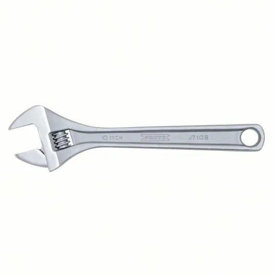 Proto J710B Adjustable Wrench Alloy Steel, Chrome, 10 1/8 in Overall Lg, 1 3/8 in Jaw Capacity, Ergonomic