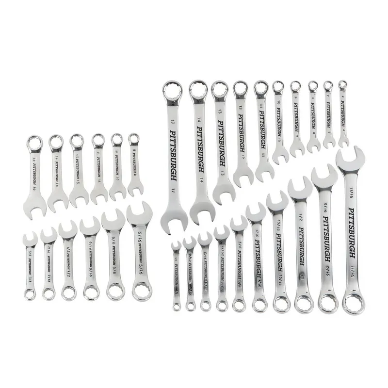 Pittsburgh 68854 Fully Polished SAE and Metric Combination Wrench Set, 32 Piece