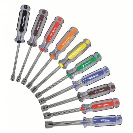 KVM Tools KV401L16 Solid Round Shank Nut Driver Set Metric, 7 in, 25 mm Bolt Clearance, 3 in Shank Lg