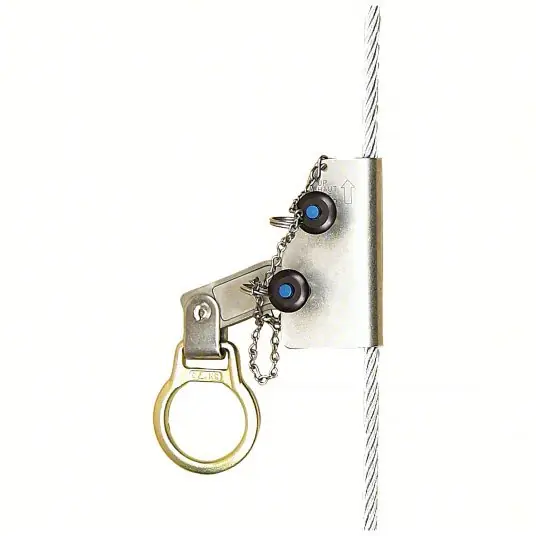 3M DBI-SALA 5000338 Rope Grab 310 lb Capacity, Stainless Steel, D-Ring, 3 ft Lanyard Lg, Silver, Manual