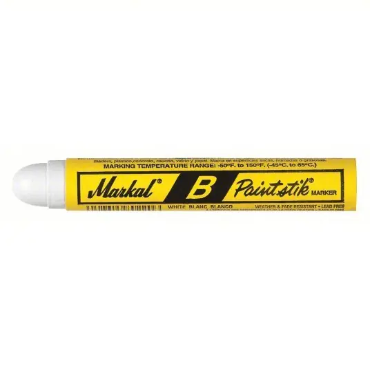 Markal 80220 Paint Crayon Rough Surfaces, 17 mm Tip Wd, White, Wood Holder, 12 PK