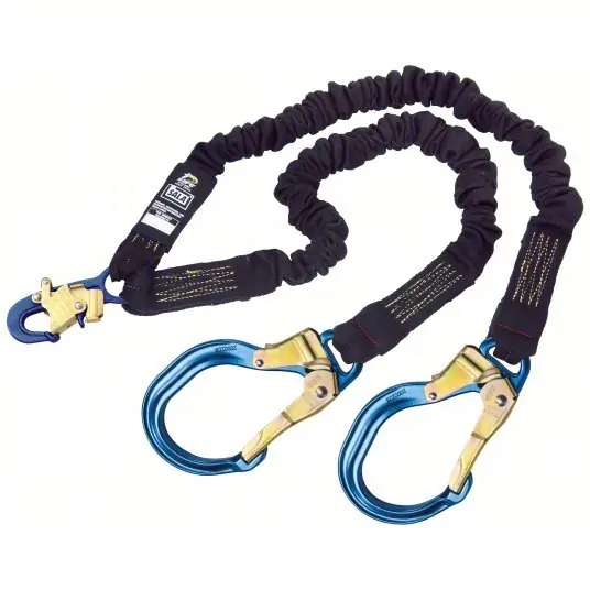 3M DBI-SALA 1246525 Arc Flash Rated Shock-Absorbing Lanyard Tubular Webbing, Arc-Flash Rated, 2 Legs, Black