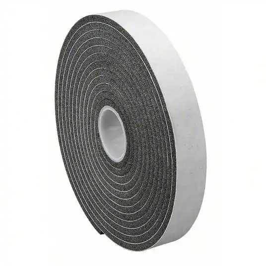 3M 1/5/04 Foam Tape Continuous Roll, Black, 1 in x 5 yd, 1/4 in Tape Thick, 1 Pk Qty, Vinyl Foam, Acrylic