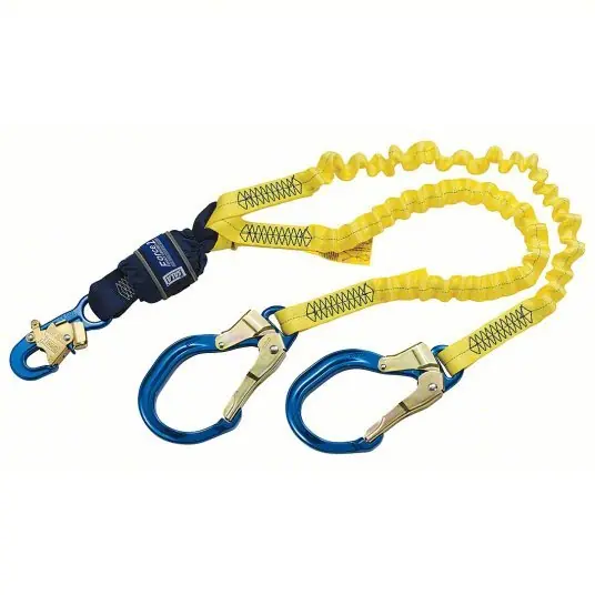 3M DBI-SALA 1246145 Shock-Absorbing Lanyard Shock Pack, Aluminum Rebar Hook, Aluminum Snap Hook, 2 Legs