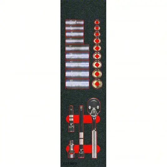 Proto J52136KV Socket Sets 3/8 in Drive Size, 22 Pieces, 3/8 in to 7/8 in Socket Size Range, (9) 12-Point