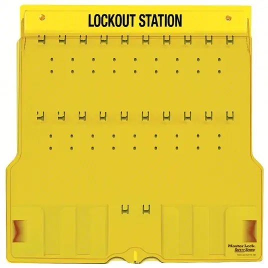 Master Lock 1484B Lockout Station, Unfilled, Holds 20 Padlocks, 22 in x 22 in, Includes Translucent Lockable Cover